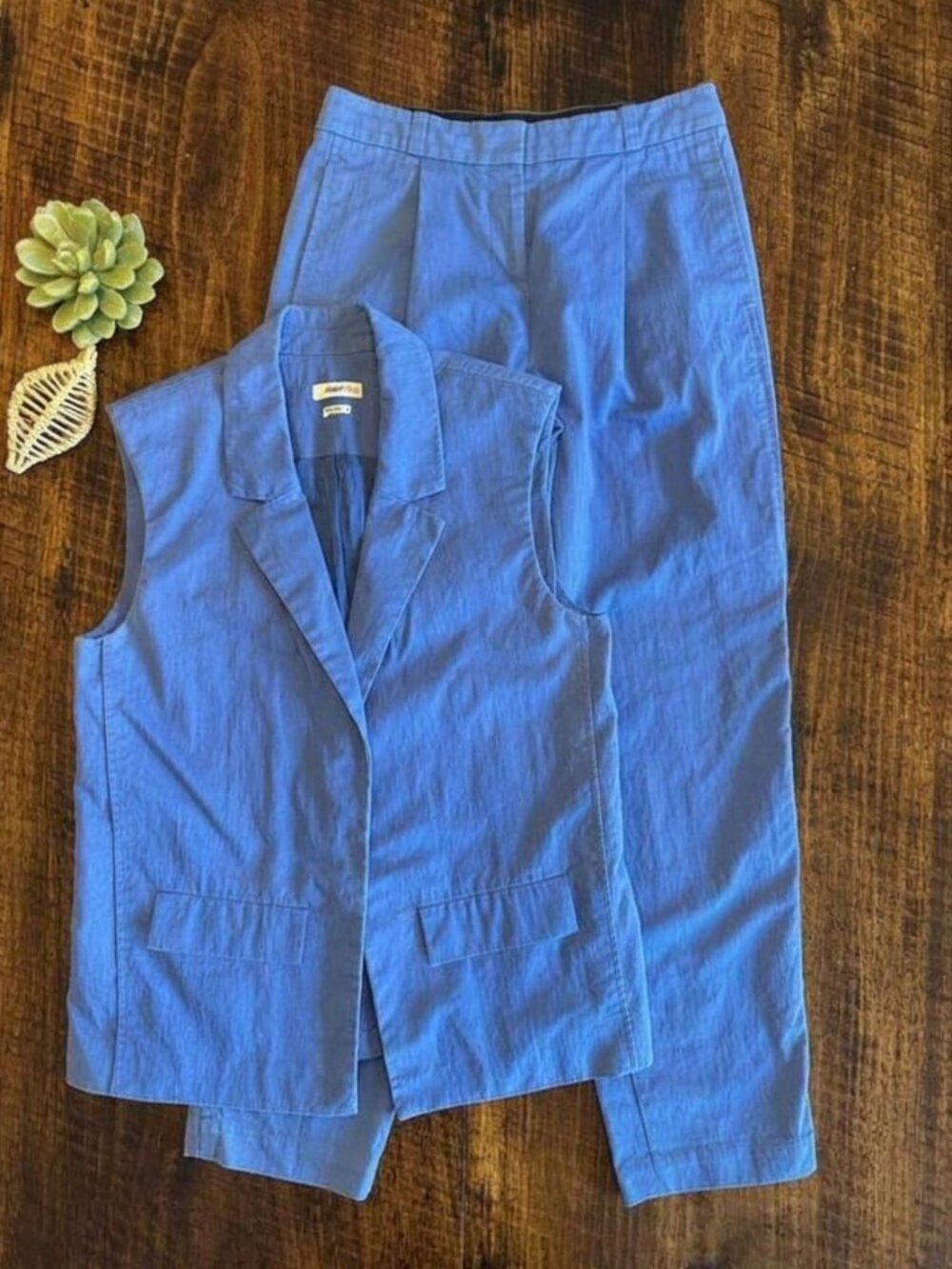 Jason Wu | 2-Piece Cornflower Blue Vest & Pleated Pant Suit Set, Size 4